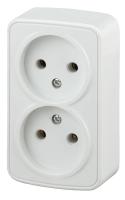 Розетка Intro Polo 3-203-01 без заземления двойная 2х2P, 16A-250В, IP20, ОУ, белый