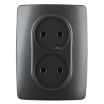 12-2107-05 ЭРА Розетка 2X2P, 16A-250В, IP20, Эра12, антрацит (10/100/1600)