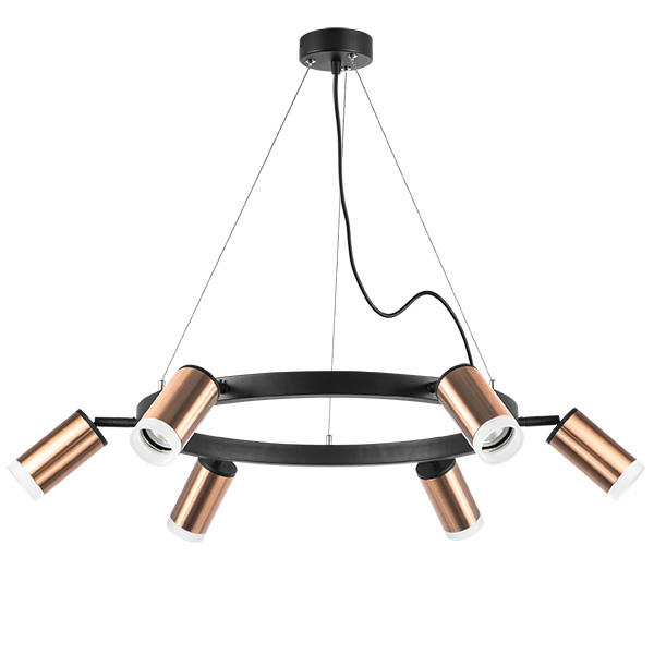 LR0163060 Люстра RULLO 6х50W GU10 ЧЕРНЫЙ/МЕДЬ (571016+214430-6+202430-6)