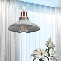 Светильник подвесной (подвес) ЭРА PL4 GR/RC металл,E27,max 60W,высота плафона 80мм,подвеса 800мм,шагрень серый/медь