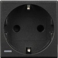 BT Axolute Антрацит Розетка с/з c защитными шторками  винт. зажим  возможность индикации  2 мод