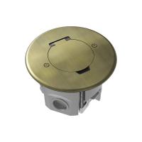 Лючок 2 мод. (1 мод. 45х45 мм.),  круглый, круглая крышка, античная латунь, IP44, (с уст. набором)