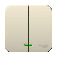 BLANCA О/У 2-клавишный ВЫКЛЮЧАТЕЛЬ (сх.5) с подсвет, 6А, 250В, МОЛОЧНЫЙ