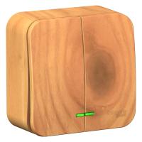 BLANCA О/У 2-клавишный ВЫКЛЮЧАТЕЛЬ (сх.5) с подсв., 10А, 250В, ЯСЕНЬ