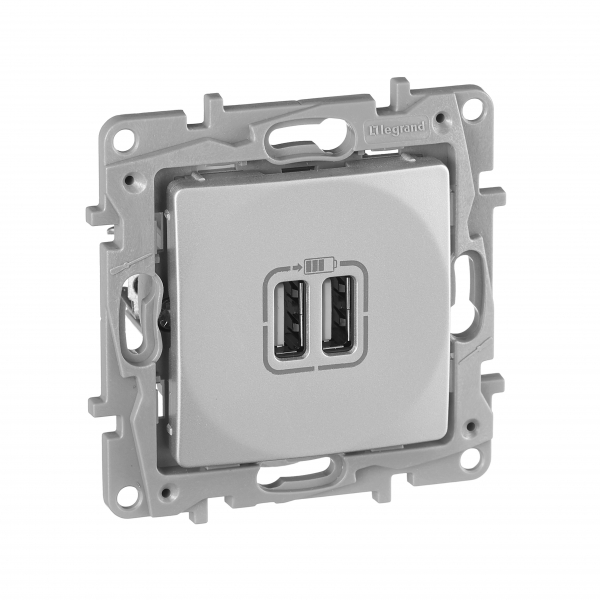Legrand Etika Алюм Розетка USB 2-ая 240В/5В 2400мА