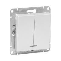 Механизм выключателя, двухклавишный, с подсветкой, алюминий Эпика EKF