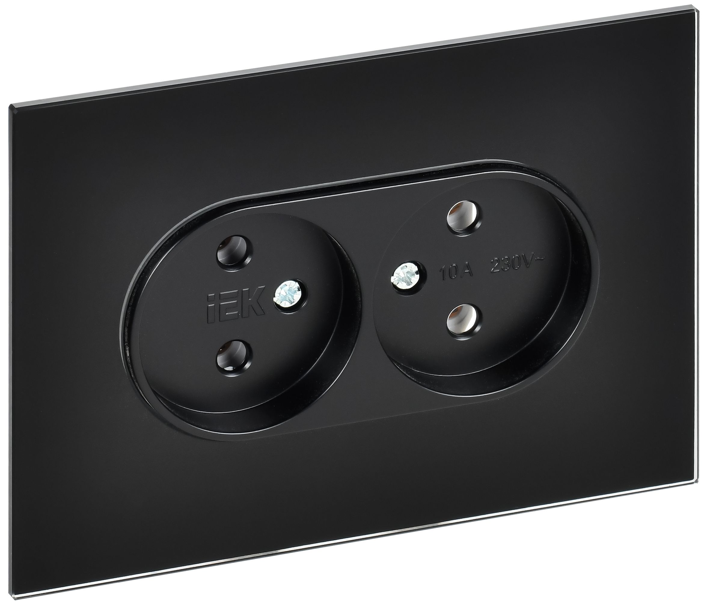 SKANDY Розетка 2-местная без заземления без защитных шторок для плоской вилки 10А SK-R03Bl черный IEK
