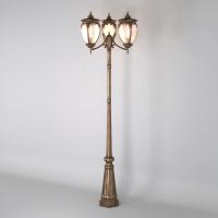 Andromeda F/3 черное золото уличный трехрожковый светильник на столбе IP44 GLYF-8024F/3
