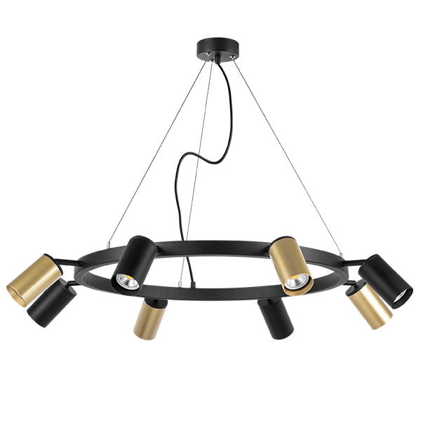 LR018404374 Люстра RULLO 8х50W GU10 ЧЕРНЫЙ/ЗОЛОТО (571018+214440-4+214437-4)
