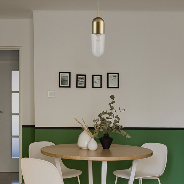 690013 Люстра RAMO 1х40W E27 ШАМПАНЬ/ПРОЗРАЧНЫЙ