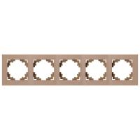 Рамка 5-местная, металл, STEKKER, MFR00-7005-02, серия Катрин, шампань