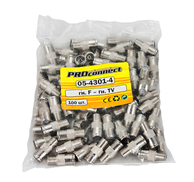 Переходник гнездо F – гнездо TV с кольцом PROconnect