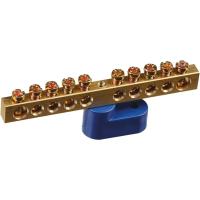 Шина "N" нулевая 6х9мм 10/1 (10 групп/крепеж по центру) с одним угловым изолятором (10 шт/уп) Промрукав