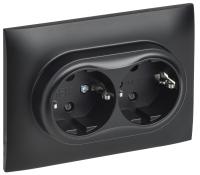 SKANDY Розетка 2-местная с заземлением с защитными шторками 16А в сборе SK-R07Bl черный IEK