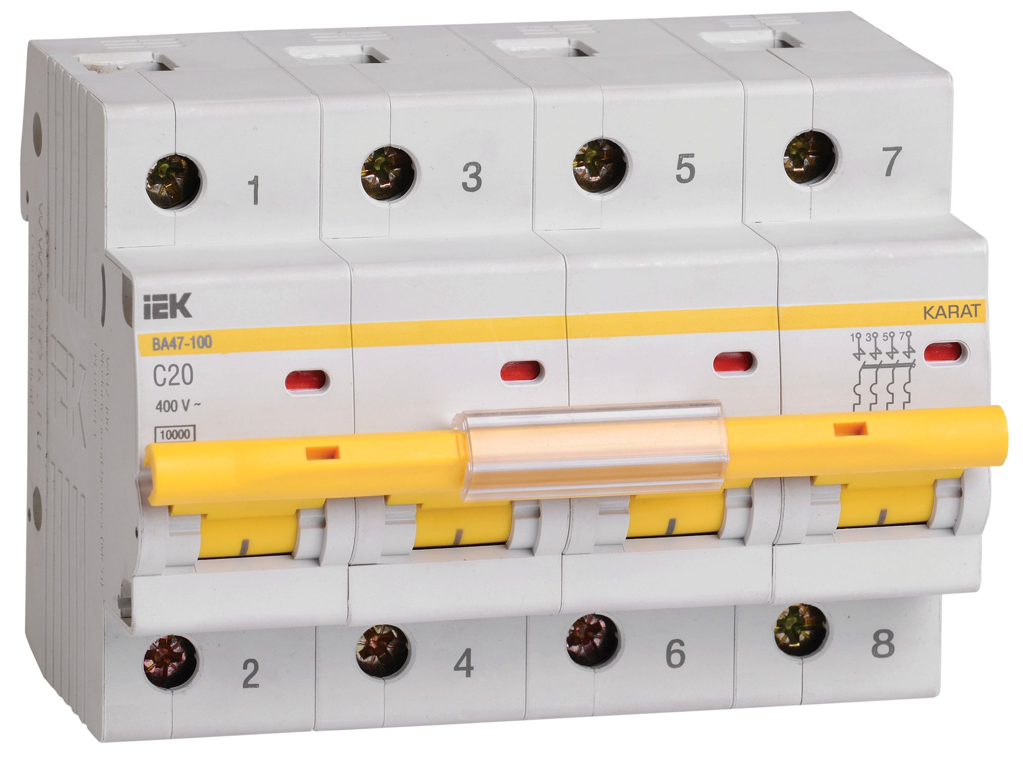 Автоматический выключатель ВА47-100 4Р 20А 10кА C IEK