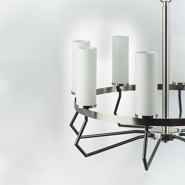 723085 Люстра FLUME 8х40W E14 ЧЕРНЫЙ МАТОВЫЙ/НИКЕЛЬ