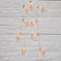 Гирлянда светодиодная Кристаллы бронзовые 10 LED, 1,5 м, прозрачный ПВХ, теплый белый свет свечения, 2 х АА (батарейки не в комплекте) NEON-NIGHT