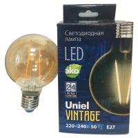 LED-G80-4W/GOLDEN/E27 GLV21GO Лампа светодиодная Vintage. Форма «шар»  золотистая колба. Картон. ТМ