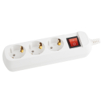 KX-3es  Колодка ЭРА KX-3es 3 розетки с заземлением с выключателем белая