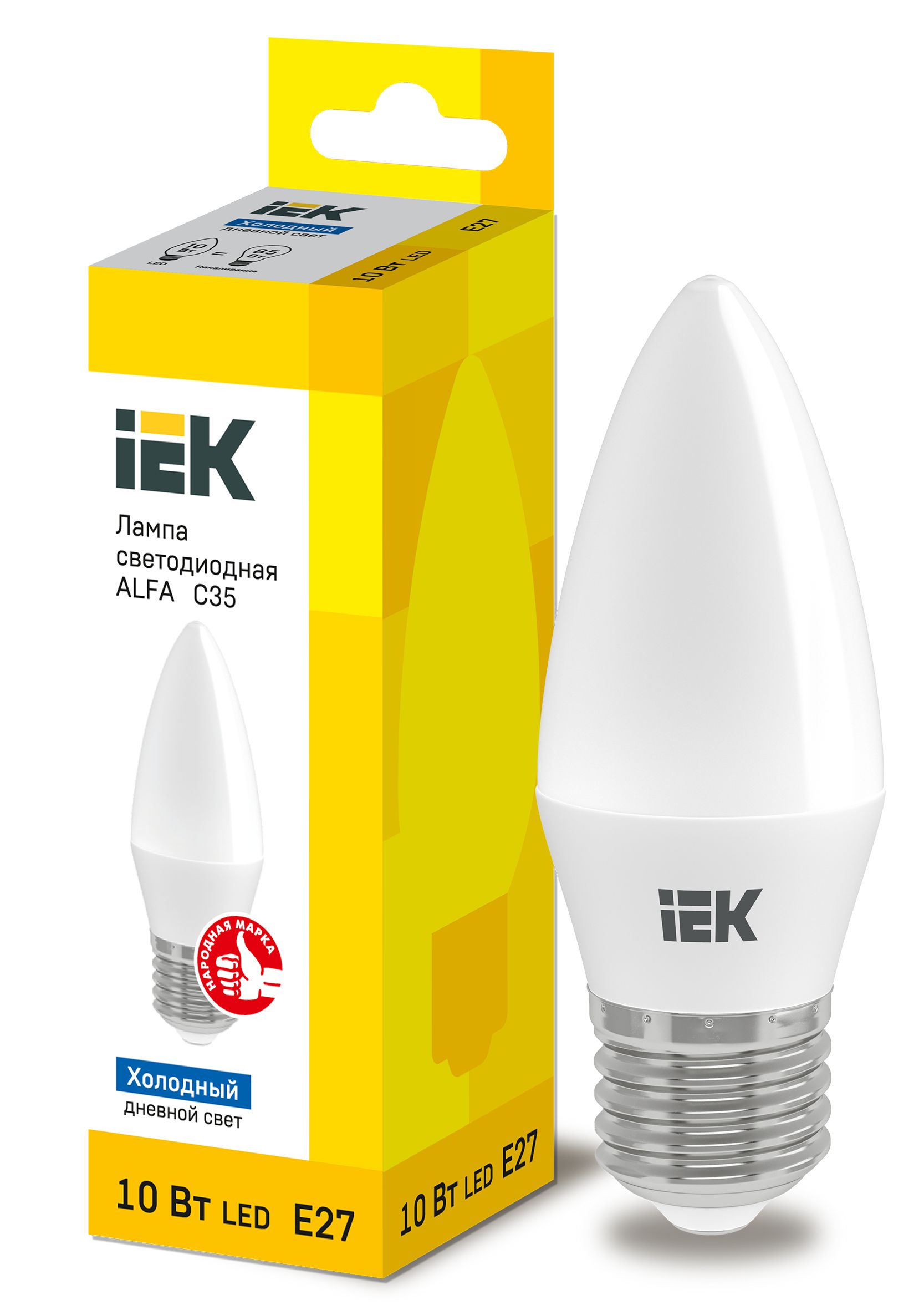 Лампа светодиодная ALFA C35 свеча 10Вт 230В 6500К E27 IEK