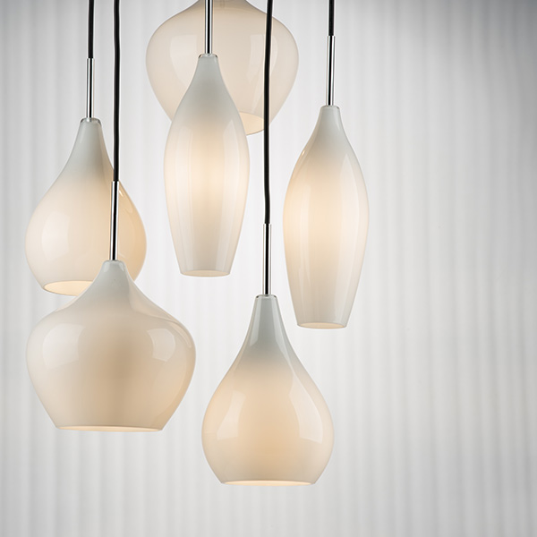 803060 Подвес PENTOLA 6х40W E14 ХРОМ/БЕЛЫЙ