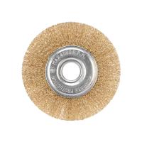 Щетка дисковая для УШМ, витая латунированная проволока, 125мм, отв. 22,23мм KRANZ