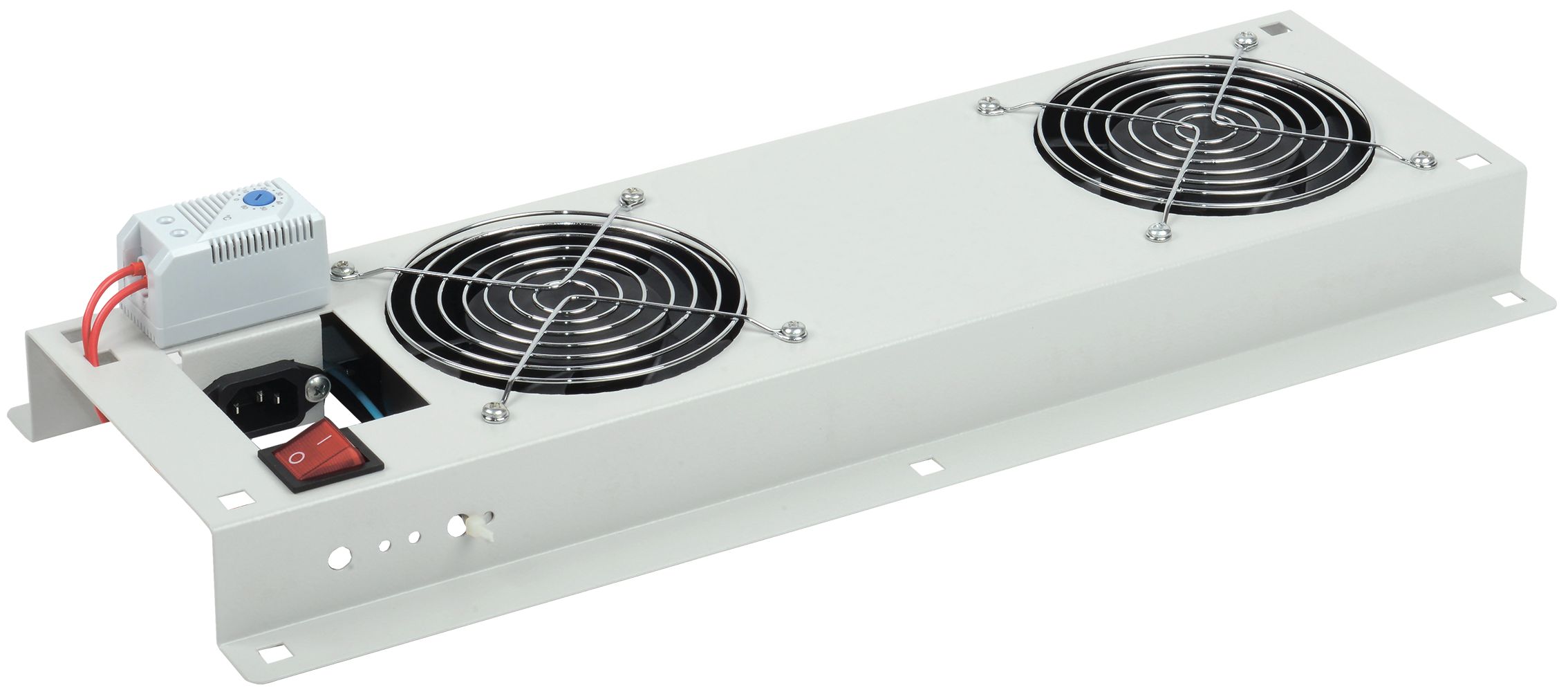 ITK Панель вентиляторная с выключателем и термостатом 2 модуля без кабеля питания серая