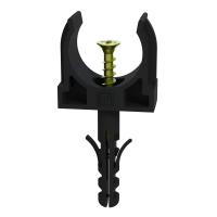 Крепеж-клипса с дюбелем и саморезом черная d32 мм (25шт/500шт уп/кор) Промрукав