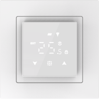 Термостат с датчиком пола, программируемый с Wi-Fi , 16 A, 45*45 мм. белое стекло