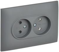 SKANDY Розетка 2-местная без заземления без защитных шторок 10А в сборе SK-R10Gr серый IEK