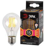 Лампочка светодиодная ЭРА F-LED A60-15W-827-E27 Е27 / Е27 15Вт филамент груша теплый белый свет