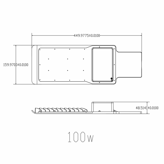 Уличный светильник ЭРА SPP-503-0-30K-100 100Вт 3000K 10000Лм IP65 КСС  Ш-с  DOB-SMD 48мм