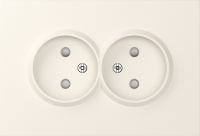 Накладка для розетки 2-й без заземления, со шторками 16A 250 В~, матовый кремовый, серия A07