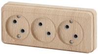2-205-11 Intro Розетка 3х2P, 16А-250В, IP20, ОУ, Quadro, сосна (10/200/2400)