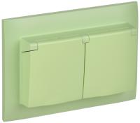 SKANDY Розетка 2-местная и крышкой 16А в сборе IP44 SK-R12G мятный IEK