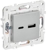 SKANDY Розетка USB A+A 3,1А SK-R15S серебряный IEK