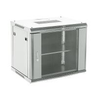 Настенный шкаф 19" 12U 600×600×635 (ШxГxВ), дверь стекло, металлическая задняя стенка, боковые съемные стенки, RAL 7035 REXANT