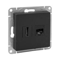 Механизм розетки HDMI+RJ45 (cat5), чёрный Эпика EKF