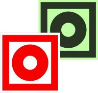 Знак наклейка F10 "Кнопка включения установок (систем) пожарной автоматики" (150х150) фотолюминесцентный ГОСТ 12.4.026-2015 EKF PROxima