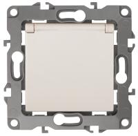 12-2103-02 ЭРА Розетка 2P+E Schuko со шторками с крышкой, 16A-250В, IP20, Эра12, слоновая кость (10/