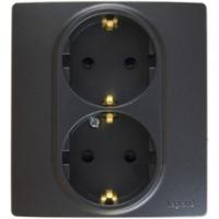 Legrand Etika Антрацит Розетка 2-ая с/з  винт. клеммы  16А  250 В