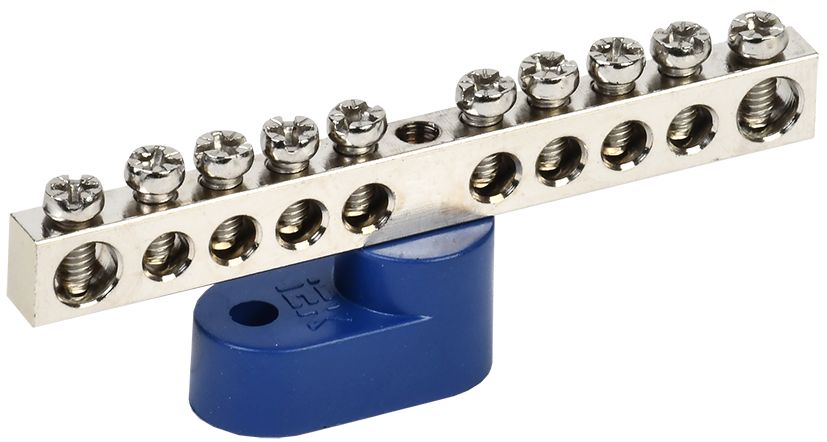 Шина N "ноль" на одном угловом изоляторе с никелевым покрытием ШНИ-6х9-10-У1-С IEK