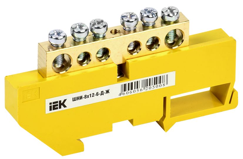 Шина PE "земля" на DIN-изол ШНИ-8х12-6-Д-Ж IEK