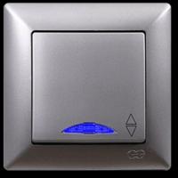 VS2815108 Выкл. 1-клав. проходной с подсв. серебряный металлик