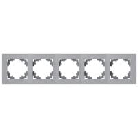 Рамка 5-местная, металл, STEKKER, MFR00-7005-03, серия Катрин, серебро