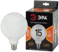 Лампочка светодиодная ЭРА F-LED G125-15w-827-E27 OPAL E27 / Е27 15Вт филамент шар матовый теплый белый свет