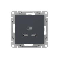 Механизм розетки USB-C - 2шт, графит Эпика EKF