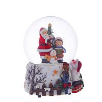 722379 Фигурка декоративная в стекл. шаре Дед Мороз приехал  D10  L11 W11 H14 5 см