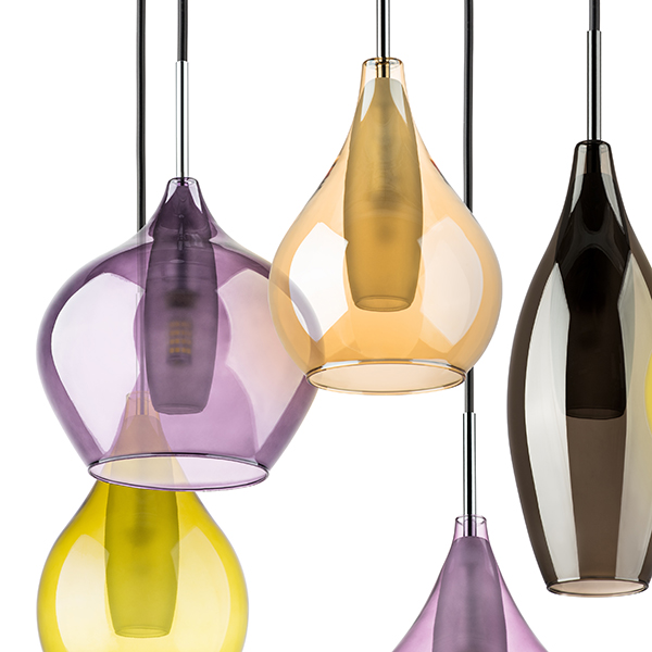 803125 Подвес PENTOLA 12x25W G9 chrome/amber, smoky, olive, plum