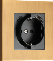 Розетка Schuko с зарядным устройством USB A+C, с защитными шторками, латунь, серия N96